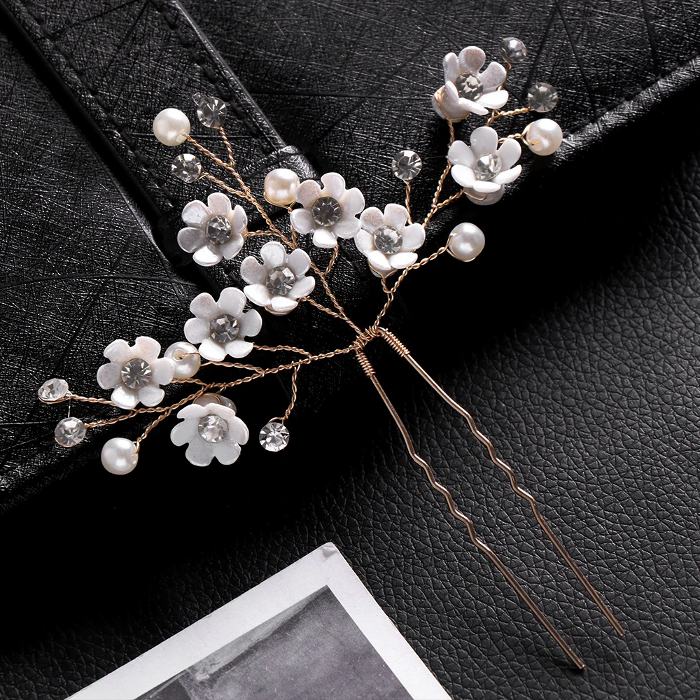 Women Pearls Hairpins Wedding Hair Clips Headpieces Hair Forks For Bridal Hairstyle Crystal Jewelry Accessories jewelry accessories hair accessory hair clip hair headdress bridal headwear pearl hairpins