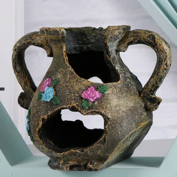 

Resin Ancient Vase Hiding Decor Fish Tank Landscape Ornament Aquarium Accessories Crafts