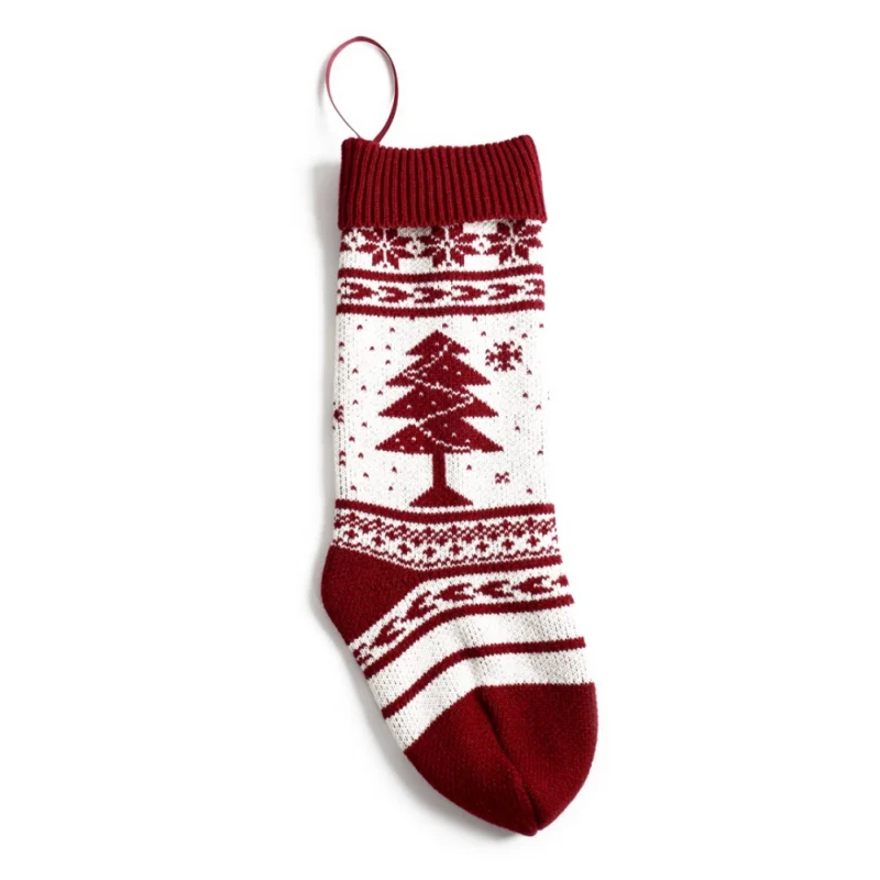 A 18Inch Knitted Christmas Stockings Gift Holders Xmas Tree Fireplace Hanging Ornaments Seasonal Decorations - Цвет: A
