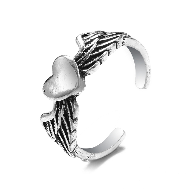 Gothic Skull Flower Angel Rings for Women Hip Hop Silver Color Butterfly Heart Finger Ring Fashion 2021 Trend Jewelry