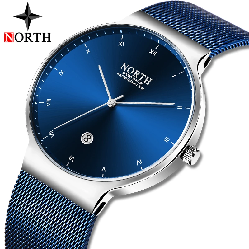 Роскошные Брендовые мужские деловые повседневные кварцевые часы NORTH Модные