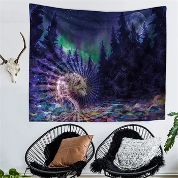 

Wolf Warrior Tapestry Dreamcatcher Wall Hanging Wolf Tapestry Psychedelic Galaxy Space Boho Decor Animal Sheets Beach Yoga Mat