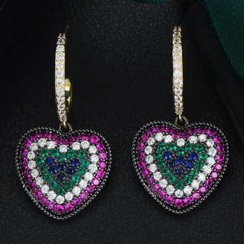 

GODKI 2020 Trendy Korea Heart Charms Drops Geometry Cubic Zirconia American Wedding Party Earring Fashion Jewelry for Women