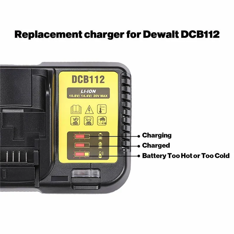 Быстрое зарядное устройство для замены нескольких аккумуляторов для Dewalt 10,8-18 в XR Li-Ion DCB112 быстрое зарядное устройство DCB112 литиевая батарея зарядное устройство