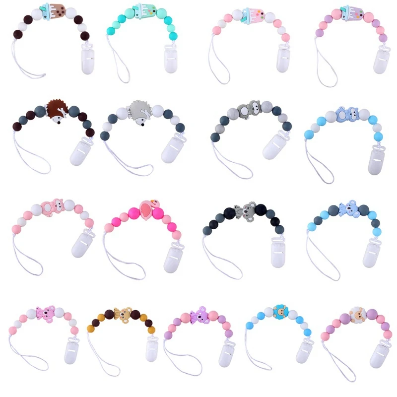 

Baby Pacifier Clip Cartoon Shape Cute Baby Pacifier Chain Colorful Beads Dummy Clip Baby Soother Holder For Kid