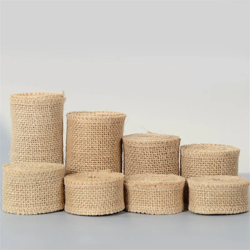 

Factory wholesale DIY handmade Christmas wedding craft lace linen fabric roll band Solid color 2m long strap