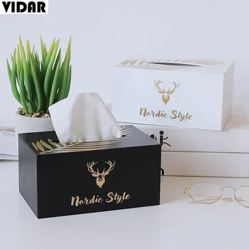 

Nordic simple multi-function wooden tissue box creative home living room desktop bathroom car drawer tray