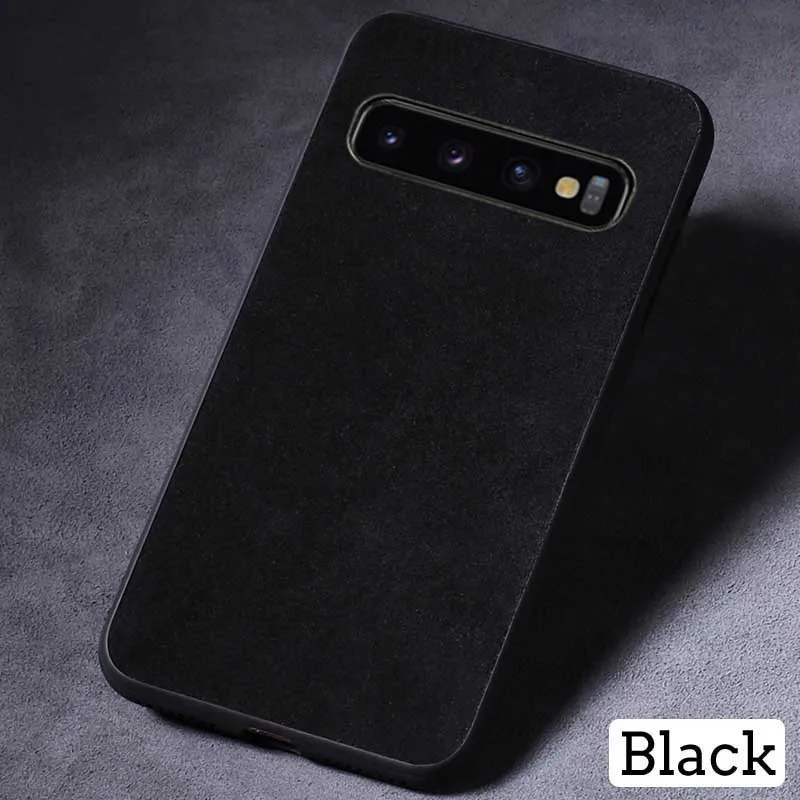 Black Чехол для телефона для samsung Galaxy S10 S8 S9 Note 8, 9, 10, плюс S7 край A7 A8 J5 J6 J7 A70 A50 A40 замшевая кожаная накладка на заднюю панель телефона - Цвет: Black