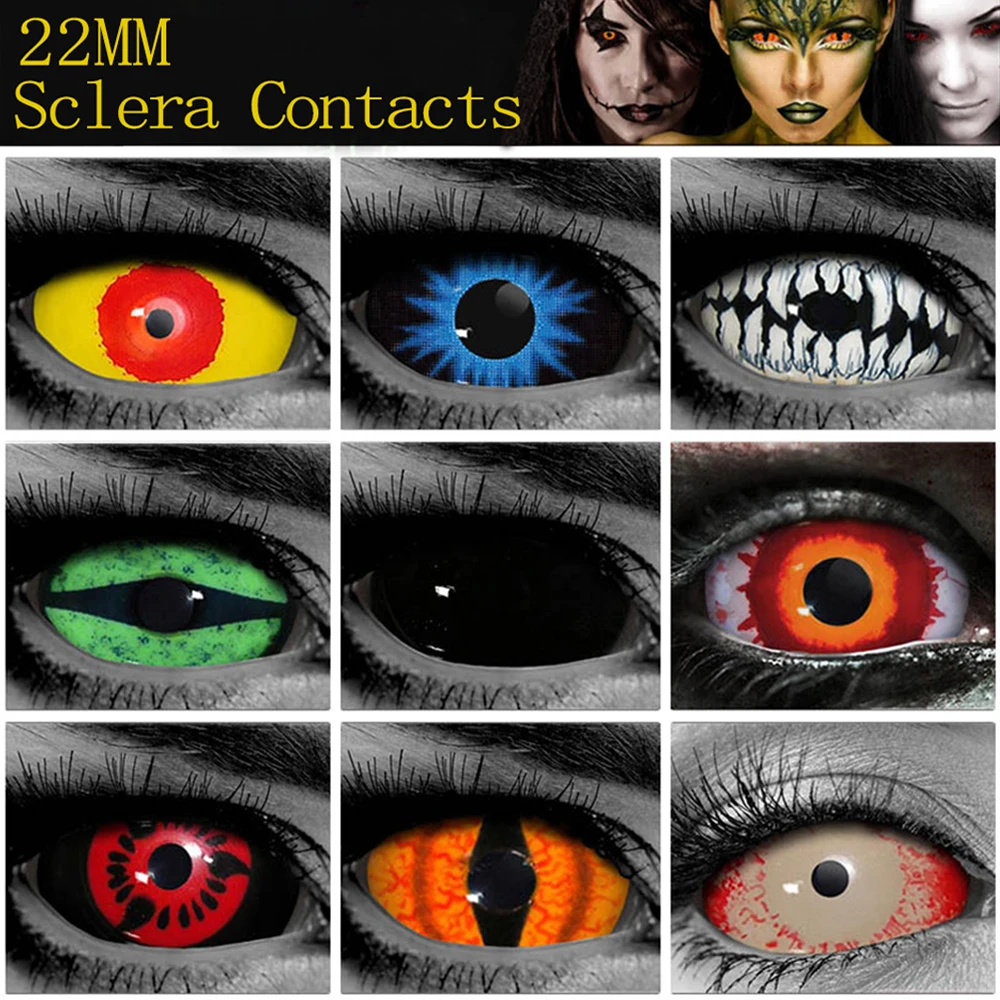 22MM Sclera Lenses Sasuke Sharingan Contacts Anime Cosplay Crazy Lens for Eyes Colored Halloween Big Eye | Красота и здоровье