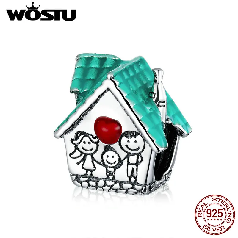 WOSTU очаровательные Семейные Подвески горячая Распродажа серебряные эмалированные бусины для всей семьи