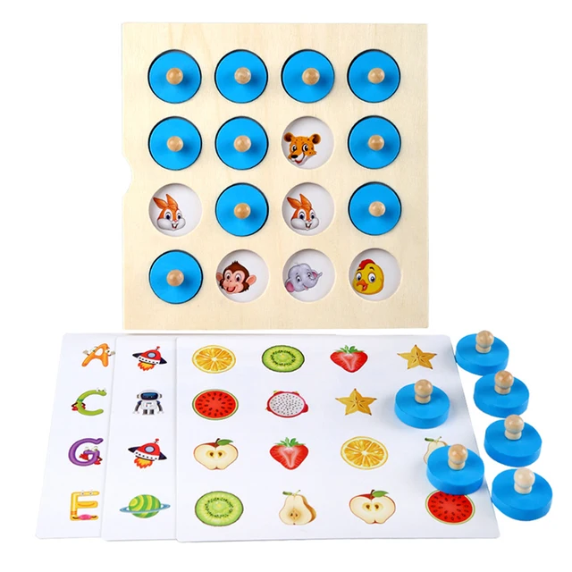 3D Wooden Memory Chess Puzzle Game Montessori Toy Memory Training Teaching Aid Family Reunion Interactive Kids Education Toy 1