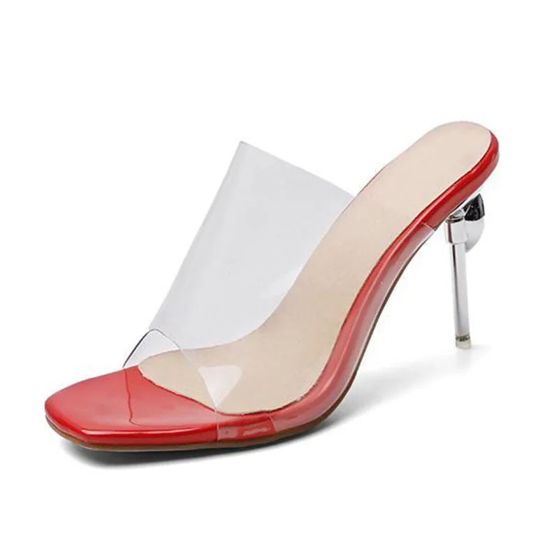 Crystal Transparent Women Slippers Peep Toe High-Heeled Slides Thin Small Heel Clear Shoes Woman Sexy Pointed Toe Summer Sandals (4)