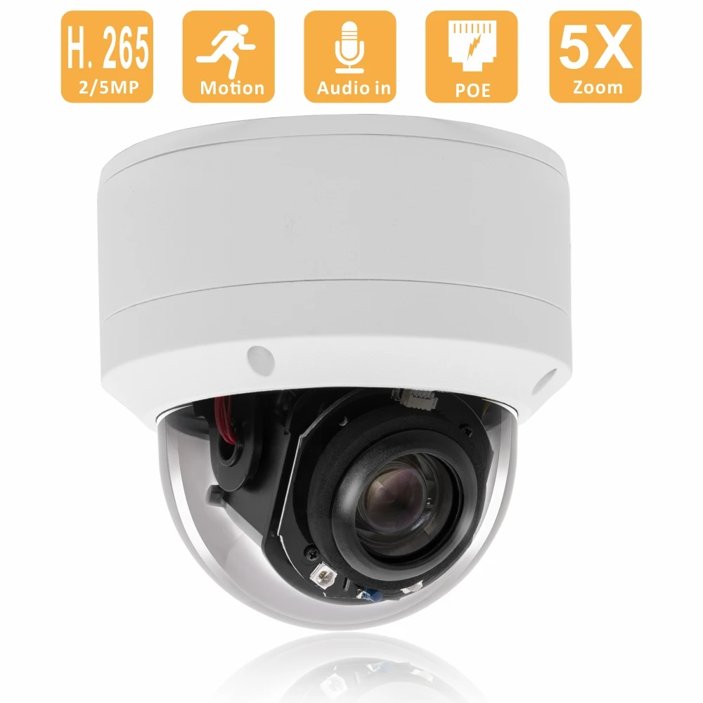 IP камера H.265 5 Мп встроенный микрофон объектив 2 7 13 мм кратный зум ночное