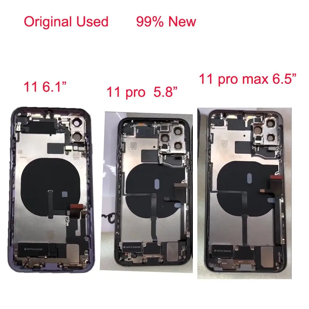 

100% original used For IPhone 11 11 pro max Full Housing Back Cover Frame Chassis + Flex Cable Parts Assembly No battery Camera
