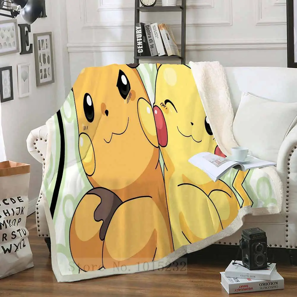 Одеяло Pokemon Pikachu с 3D принтом из шерпы, покрывало для дивана, покрывало для путешествий, постельные принадлежности, бархатное плюшевое Флисовое одеяло, покрывало - Цвет: 26