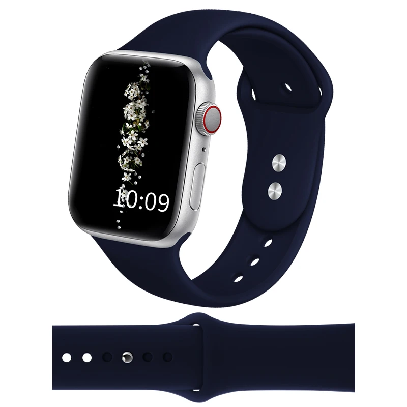 GELUOYA мягкий силиконовый спортивный ремешок для наручных часов Apple Watch, версии 5/4/2/38 мм/42 мм резиновый ремешок для наручных часов iWatch серии 5 4 40 мм 44 мм - Цвет ремешка: Dark Blue