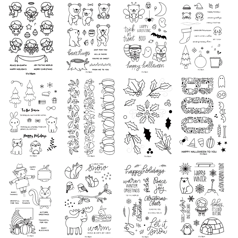 

Christmas Trees Angel Halloween Transparent Silicone Clear Stamp for Scrapbooking DIY Craft Decoration Christmas Soft Stamp New