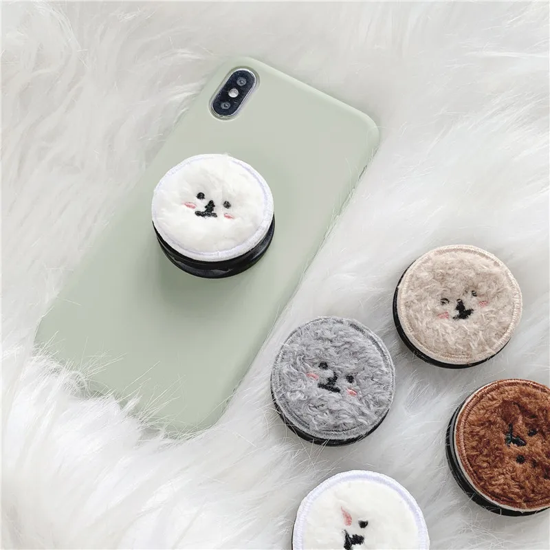 Fashion Fuzzy Cloth Fabirc Cute Folding Stand For Mobile phone Holder For Huawei For Samsung Phone case  Stand Grip Kichstand