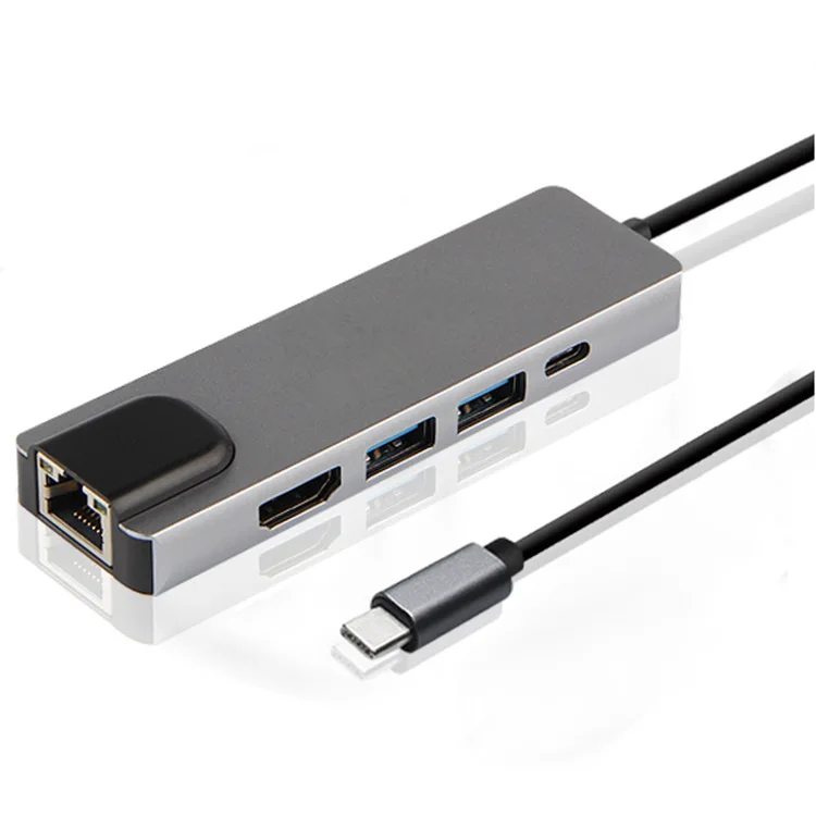 YMY 5 в 1 usb type C концентратор с 4K HDMI адаптер RJ45 2 USB3.0 порта и type C зарядка PD порт совместим с Macbook Pro XPS