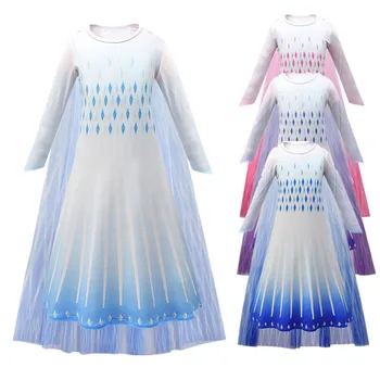 

Snow Queen Princess Dresses for girls Children's Anna Elsa long Sleeve With cloak dress Kids Christmas Party cosplay Elza dress