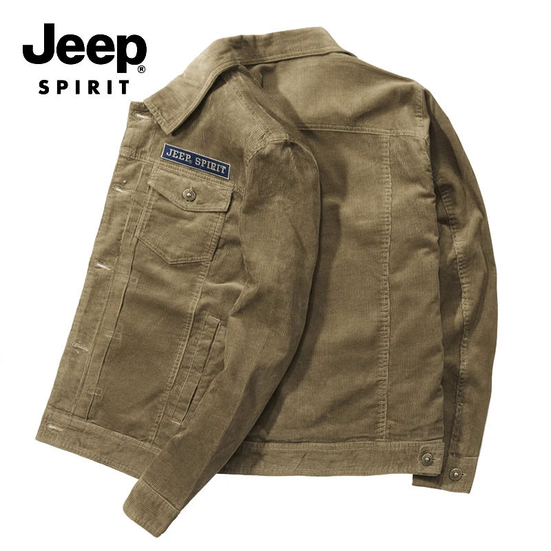 JEEP SPIRIT/Модная осенне-зимняя куртка для мужчин, вельветовое однобортное пальто с отложным воротником, мужской жилет homme