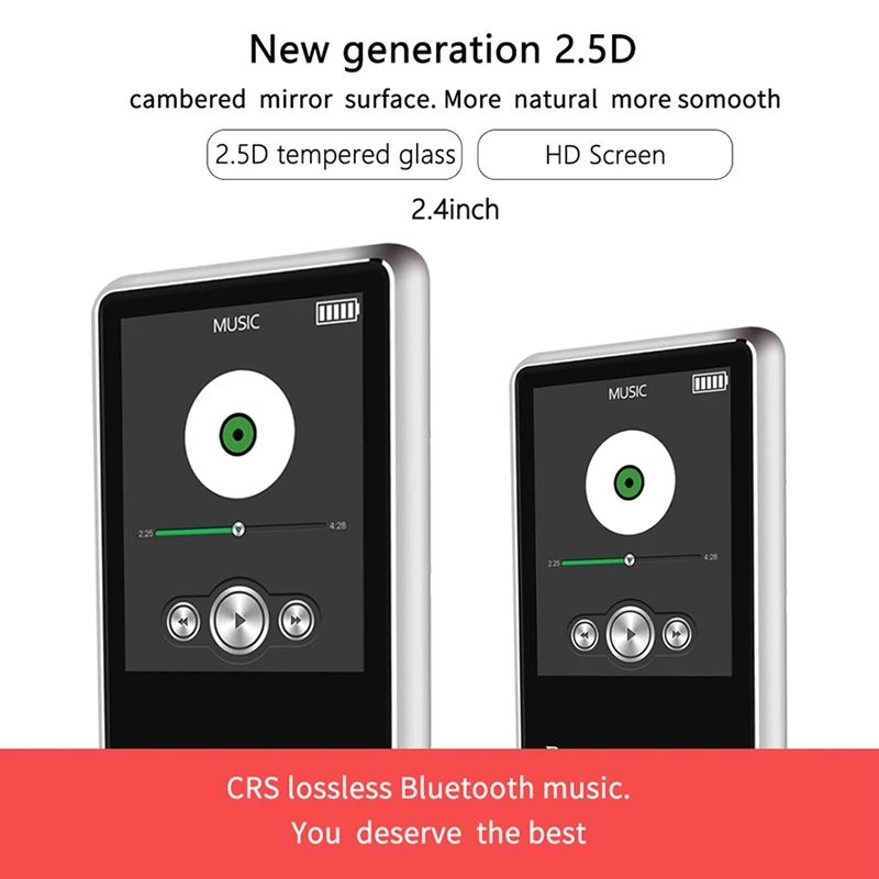 FULL-Bluetooth Mp4 Portable Media Music Player 2.4 Inch Press Screen Key Hifi Play Video Rom 16Gb Black Metal