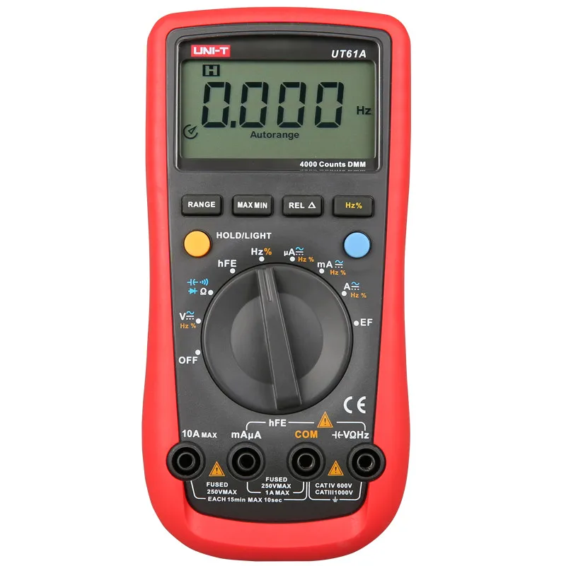 

UNI-T UT61A/UT61B/UT61C/UT61D/UT61E Auto Range Digital Multimeter; Resistance/Capacitance/Frequency/Temperature Test, RS-232