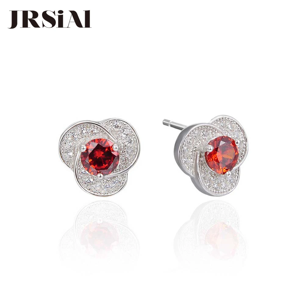 

JRSIAL 925 Sterling Silver Jewelry Earrings Woman Korean Fashion Earrings Jewelry Zircon Flower Earrings Ladies Girlfriend Gift
