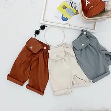 Штаны с отделением для монет г. Весенние новые стильные детские брюки детские эластичные штаны в Корейском стиле для мальчиков и девочек