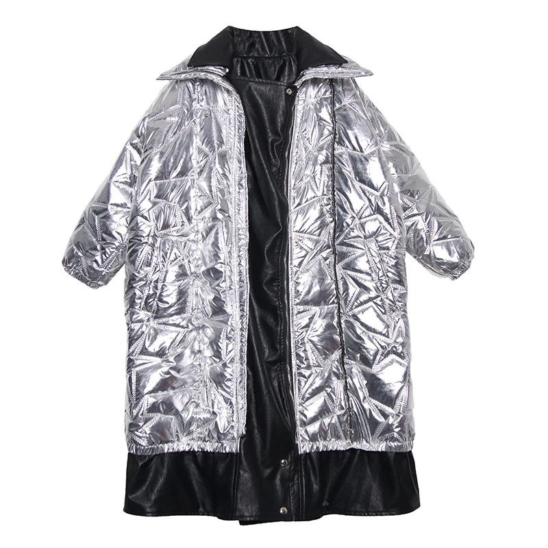 silver DMY1720 XITAO Pule, размер, Женская парка, модная, новинка, зимняя, с карманами, полный рукав, широкая талия, пэтчворк, маленькая, свежая, повседневная куртка, DMY1720 - Цвет: silver DMY1720