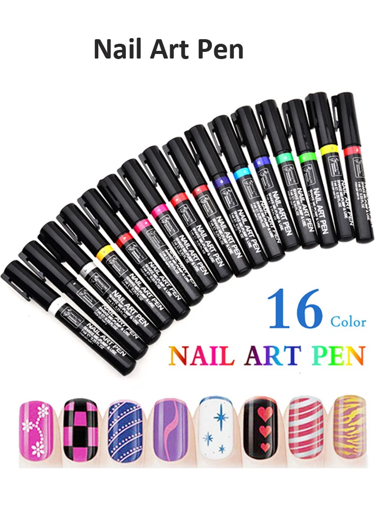 3D Nail Art Pen 16 Colors for Nail Art DIY Design Drawing Paintting Nail UV Gel Polish Marker Pen Nail Decoration Tools Manicure (2)