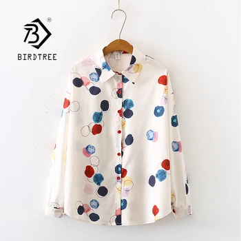 

Summer New Arrival Women Dot Print Chiffon Blouse Long Sleeve Casual White Shirt Women's Chic Tops Feminina Blusa T04516F