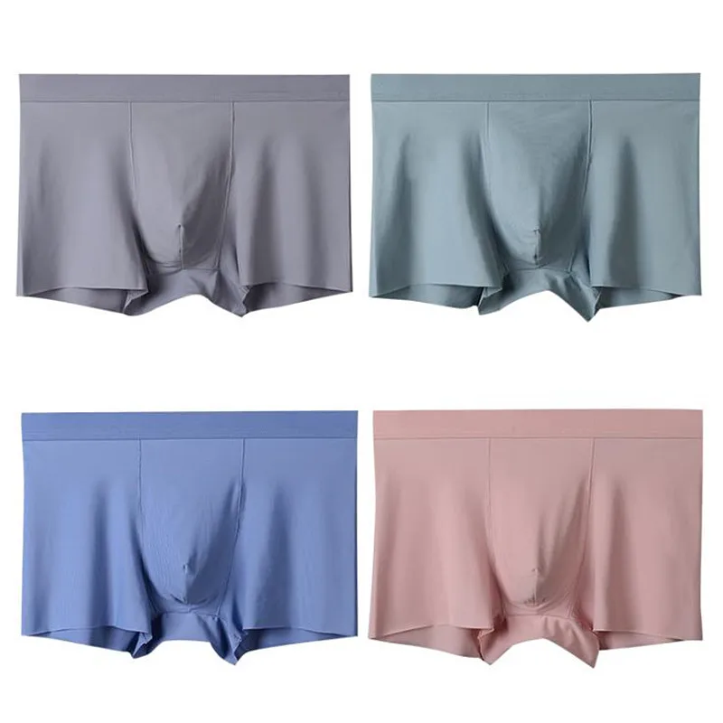 4XL размера плюс бесшовное нижнее белье для мужчин роскошный шелк мужские трусы