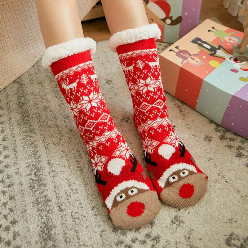 Рождественские носки для девочек и женщин новые модные мягкие пушистые удобные носки женские теплые зимние носки до щиколотки с принтом Рождественские теплые носки - Цвет: As photo show