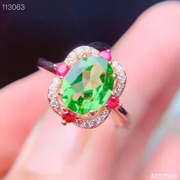 

KJJEAXCMY fine jewelry 925 sterling silver inlaid natural Peridot ring new female gemstone ring classic support test hot selling