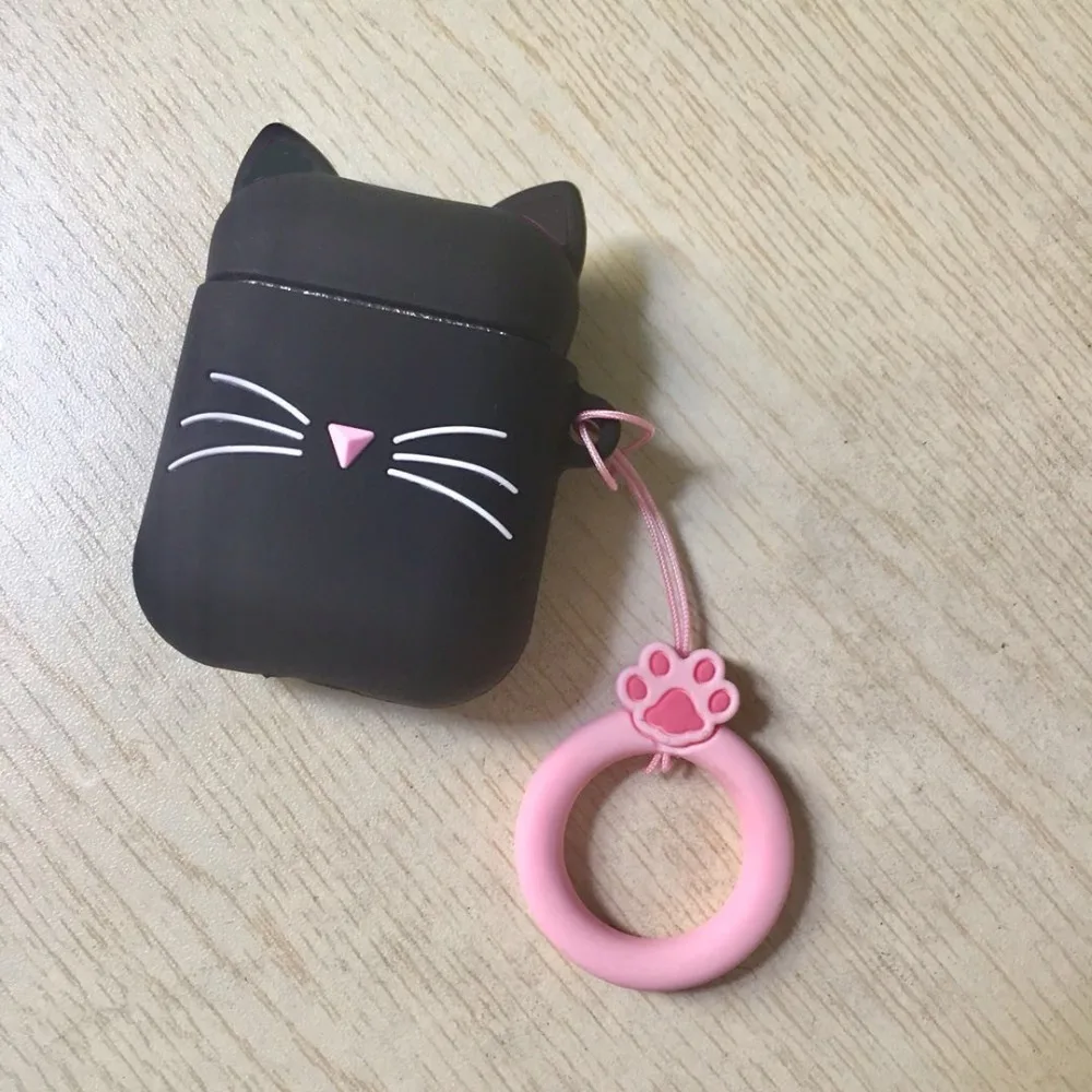 Чехол для airpods с милым котом из мультфильма, защитный чехол с милым ремешком, силиконовый чехол для air pods 2, беспроводной чехол для наушников