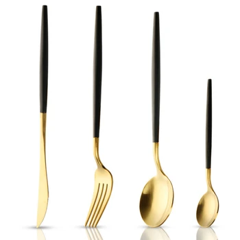

Dinnerware Set Stainless Steel Gold Silver Cutlery Set Knife Fork Set Coffee Teaspoon Tableware Flatware Kitchen Dropshipping