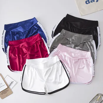 

Casual Elastic Low Waist Spatchwork Chamber Shorts Women Sport Fitness Wide Leg Summer Shorts Sexy Letter Indoor Shorts Female
