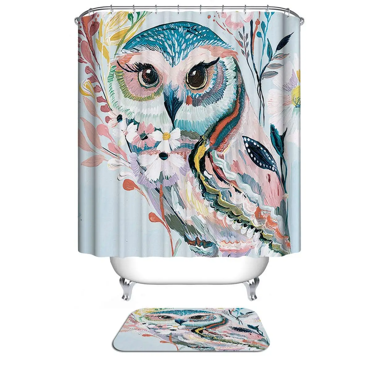 

Animals Digital Printing Animal Shower Curtain Art Bathroom Decor Cute owl Design Polyester Waterproof Fabric Bathroom