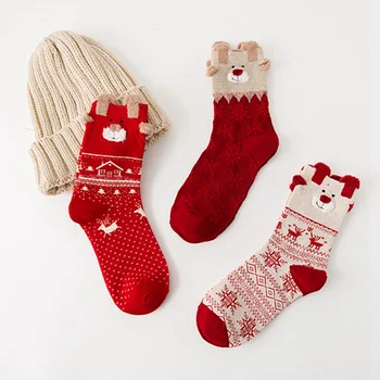 

Christmas Socks Cartoon Santa Claus Elk Animal Pattern Sleeping Socks Holiday Warm Cotton Socks Women Men Short Socks Cute Puppy