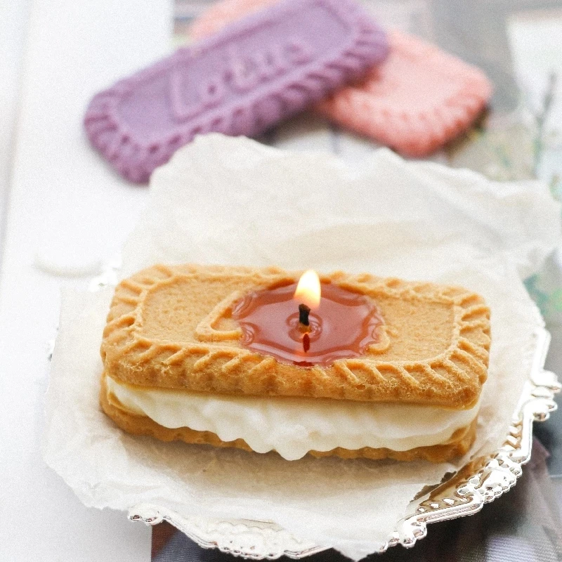 2 Cavity DIY Biscuit Shape Candle Silicone Mold Home Cars Aromatherapy