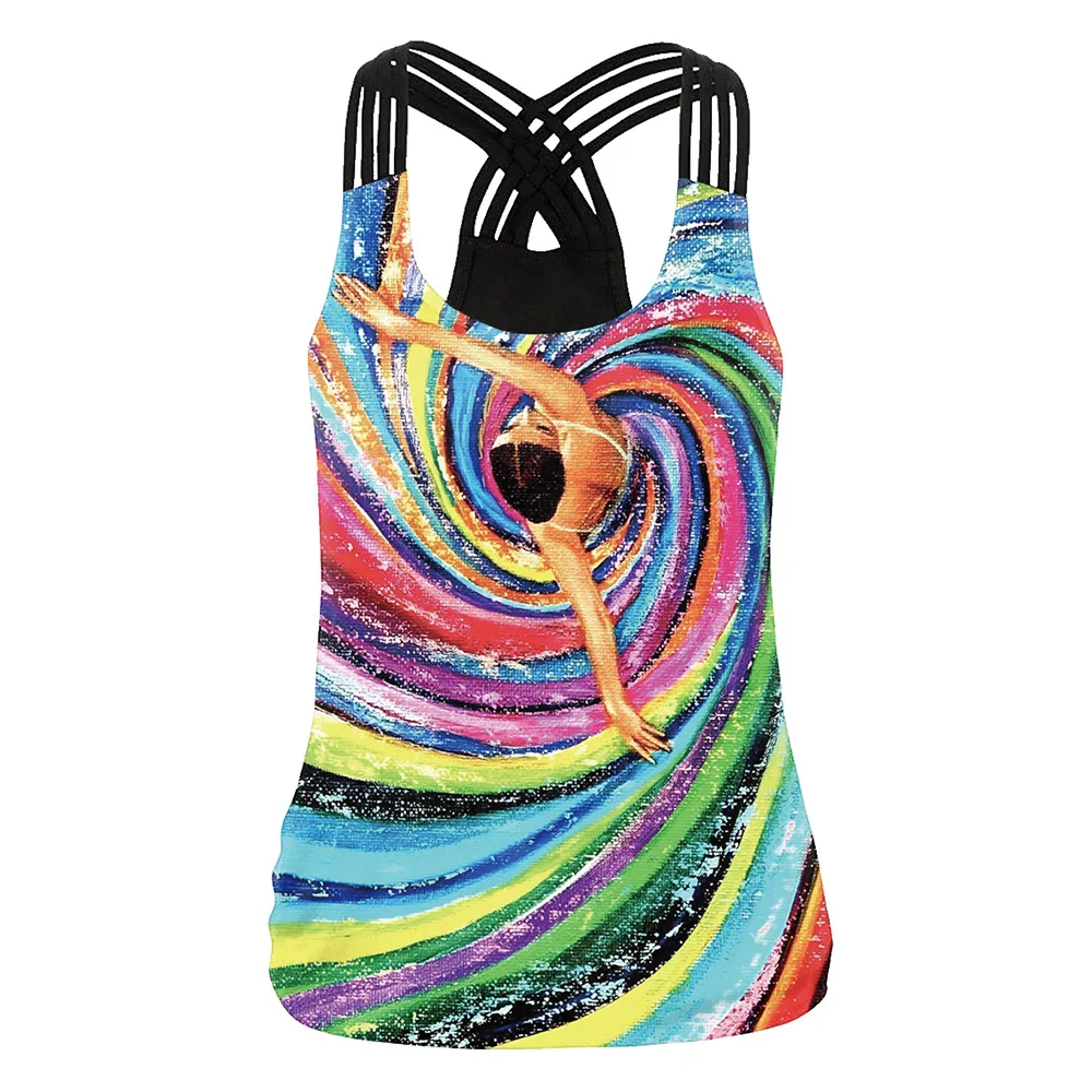 Summer Women Sport Vest 3D Print Yoga Shirt Running Fitness Quick Dry Tank Tops Sleeveless T-shirt Strap Workout Gym Vest Female