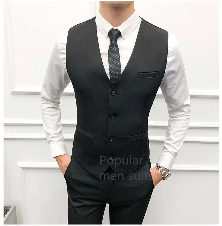 Новое прибытие платье жилеты для мужчин Slim Fit Мужская жилетка, костюм жилет Homme Повседневная без рукавов для свадьбы бизнес