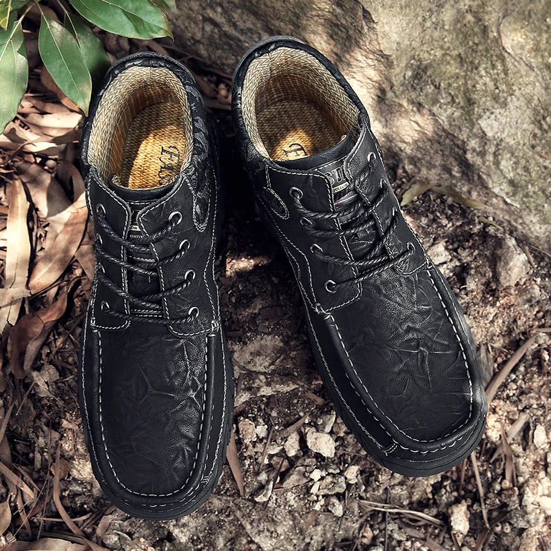 Зимние мужские ботинки из натуральной кожи; botas hombre Botines Cuero Bot Erkek Botte Homme Stivali Uomo; уличная высокая обувь; 48s