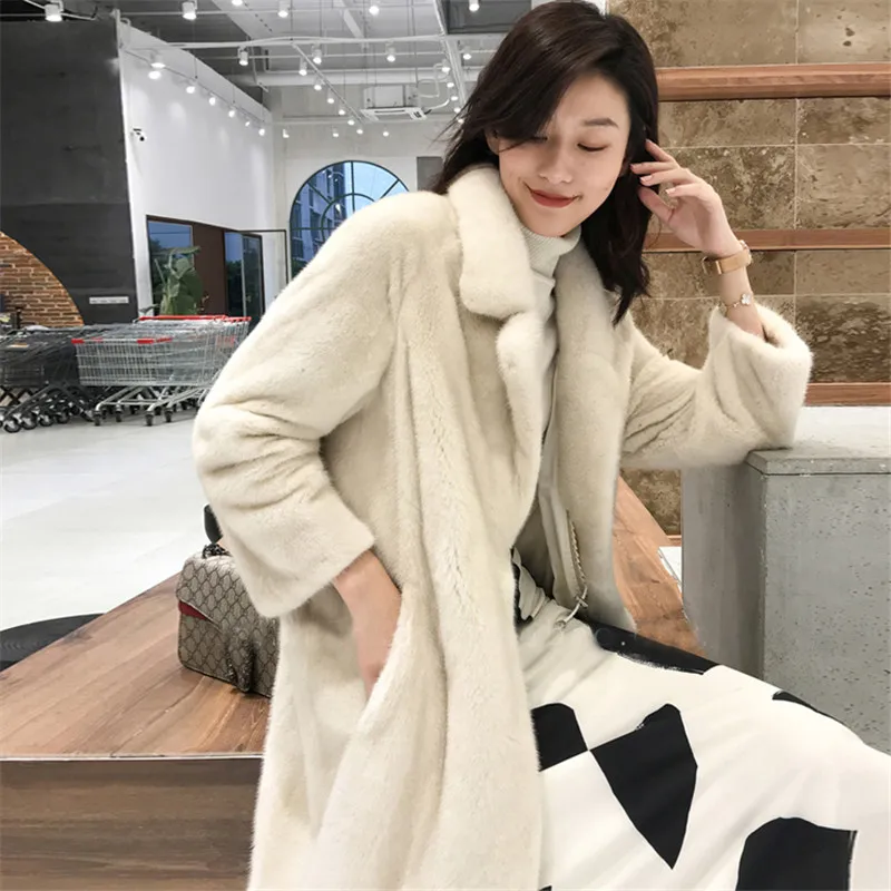 Модное женское однотонное пальто из искусственного меха, Зимняя Толстая теплая длинная куртка, верхняя одежда с длинным рукавом размера плюс, женские плюшевые пальто Fourrure Femme - Color: White