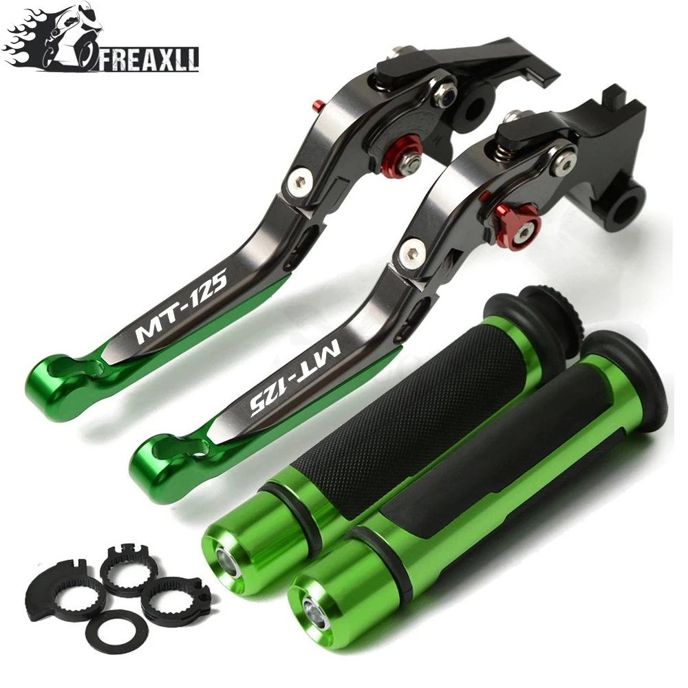 Motorcycle Adjustable Folding Brake Clutch Levers Handlebar Hand Grips For Yamaha For YAMAHA MT125 MT-125 MT 125 - Цвет: W With LOGO