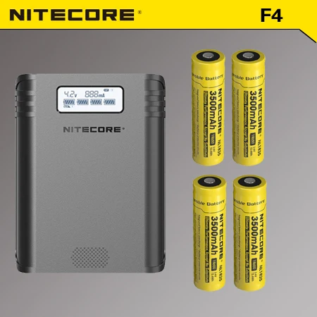 Nitecore F4 2x5 V 2A USB Мощность банка для телефона Зарядное устройство+ 4Xnitecore 3500 мАч батарея