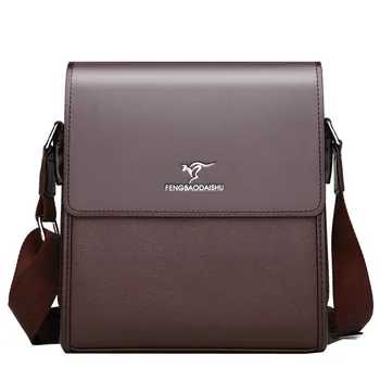 

Business Men's Shoulder Bag Small Purse Hasp Cellphone Solid Color Crossbody Messenger Bag Flap Work Bolsos PU Leather Sling Bag