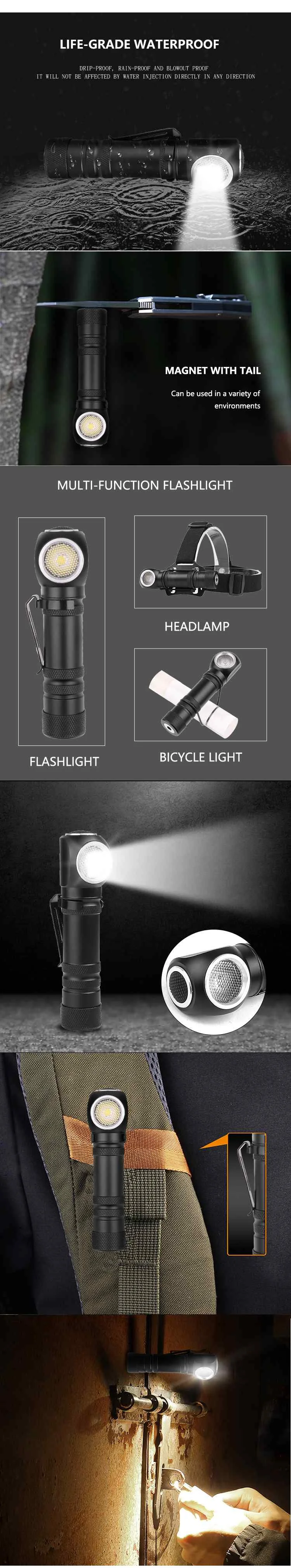 XANES 1935 Poratble светодиодный рабочий светильник XHP50 3 режима USB Перезаряжаемый Многофункциональный флэш-светильник аварийный походный магнит зажим фонарь