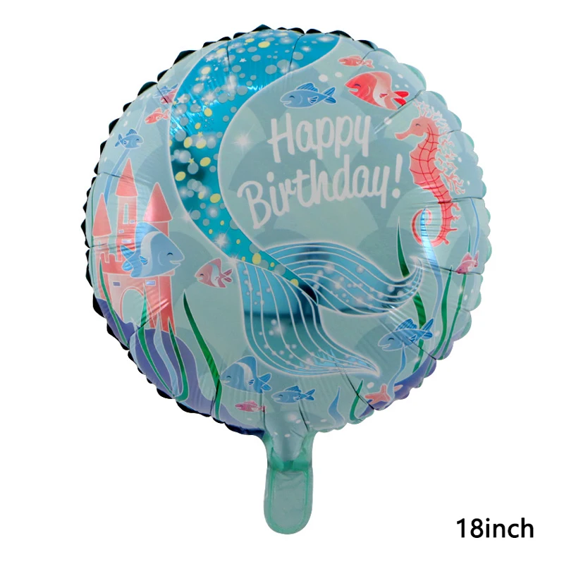 18inch Mermaid Blue Вечерние принадлежности Русалочки, декоративный баннер с воздушным шаром, сувениры для вечеринки ко дню рождения, детские украшения для вечеринок на день рождения - Цвет: 18inch Mermaid Blue